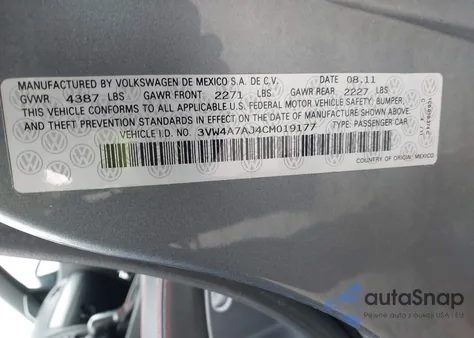 2012 Volkswagen Jetta Gli Autobahn from USA, damaged, VIN 3VW4A7AJ4CM019177